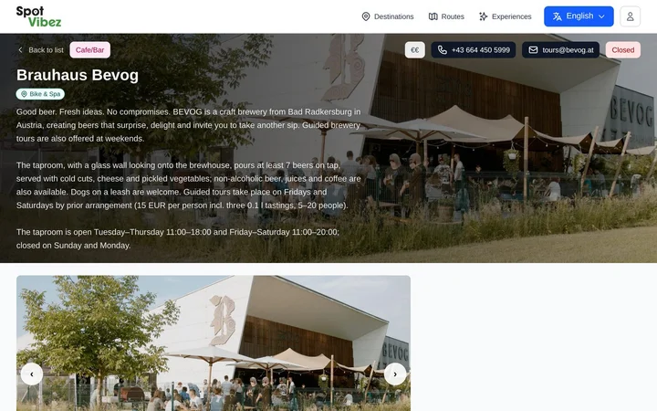 Spotvibez provider page with photo, description, contacts and opening status