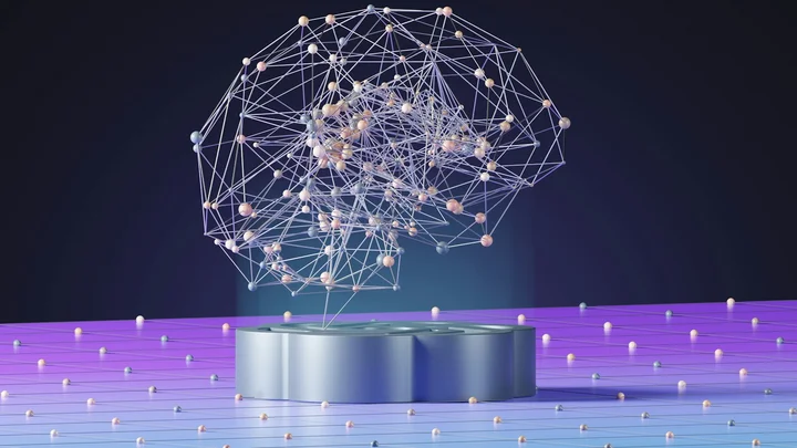 Abstract illustration of artificial intelligence as a network of connected points